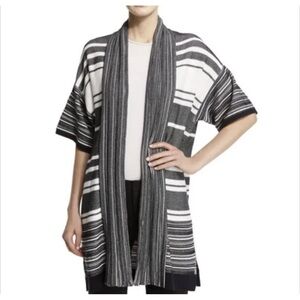 VINCE Black and White Stripe Short Sleeve Long Cardigan Size XS